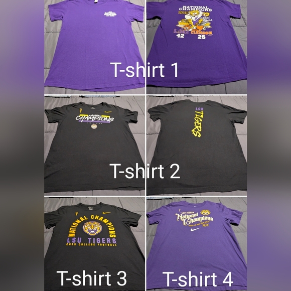 🔥🔥Bundle Deal (4) LSU 2019 College Football National Champions Large T-shirts